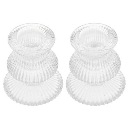 2 stk. klare glas lysestager til spidslys Dekorative lysestager Stand til bryllupsfest Jubilæum Romantisk middag Hjem [D]