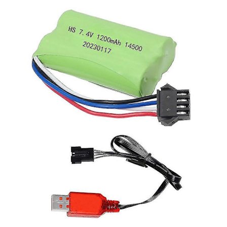 14500 7.4v 1200mah Lipo-akku laturilla sähköleluihin Vesikuula-ase Varaosat 7.4v Akku Rc-leluihin Autoihin