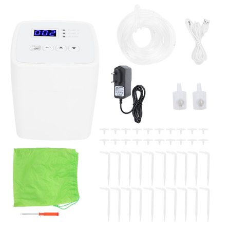 Automatisk bevattningssystem för trädgård med intelligent bevattningsstyrenhet 100‐240V dubbelpump för 20 krukor EU