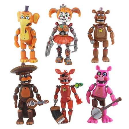 6 stk/sett Five Nights At Freddy Pizzeria Simulator Actionfigur Toy Bonnie Foxy[HK]