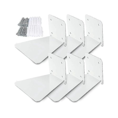 Osynlig Flytande Bokhylla Flytande Bokförvaringsställ Väggmonterad Perforerad Bokhylla Set Vit hwy