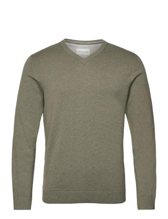 Basic V-Neck Knit Strikkegenser V-krage Kakigrønn Tom Tailor*Betinget Tilbud