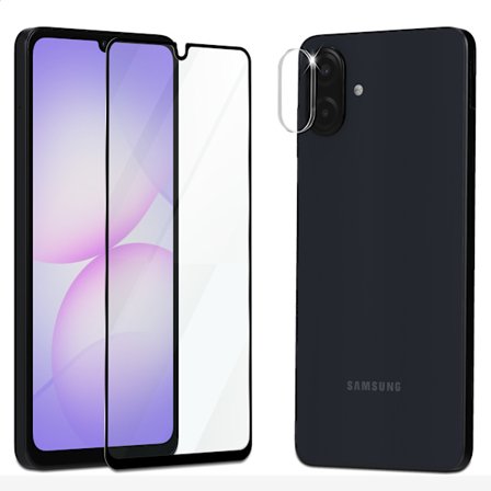1-Pack Samsung A07 Skærmbeskyttelse & 1-Pack linsebeskyttelse - Hærdet Glas 9H - Super kvalitet 3D
