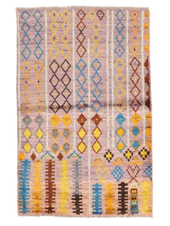 92X138 Tapis Berbère Colourful Moderne Marron/Rouge (Laine, Afghanistan) Carpetvista