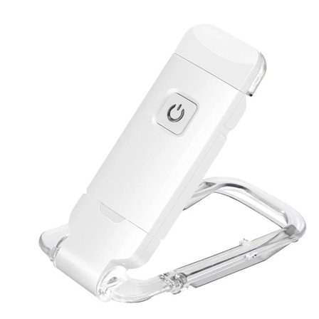 Bærbar USB-oppladbar LED-leselampe med klips, perfekt for lesing i sengen. Justerbar lysstyrke, dimbar bokmerkelampe (hvit)