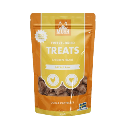 Mush - Treats Frysetørket Kyllinghjerte 50 g - Hund - Hundegodbiter & tyggebein - Belønningsgodbiter for hund - ZOO.no