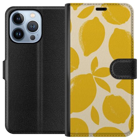 Kompatibelt Plånboksfodral till Apple Apple iPhone 13 Pro Citrontryck citroner gula citrusfrukt köksmönster sommar design tapet retro stil färsk i