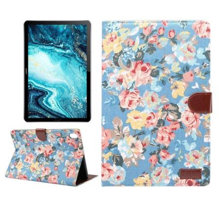 Huawei MediaPad M6 10.8 blomster stof læder etui - Blå Blomst Blue