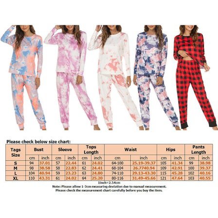 Kvinnor Crew Neck ounge Set Tie Dye Nightwear