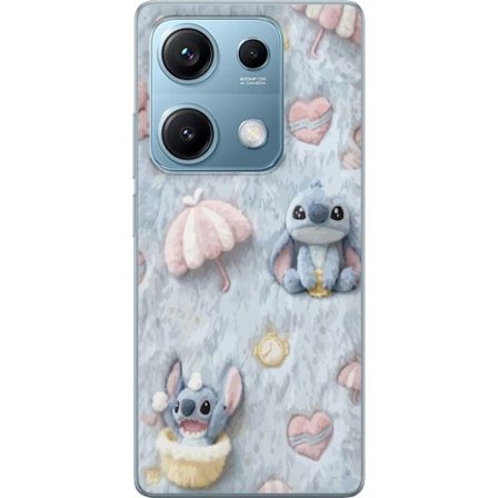 Yhteensopiva Puhelinkuori Xiaomi Redmi Note 14S Pisto kuvioita sydämillä, sateenvarjoilla ja pastellin värisellä pehmeällä taustalla