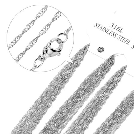 Rostfritt stål HALSBAND 2mm 50cm