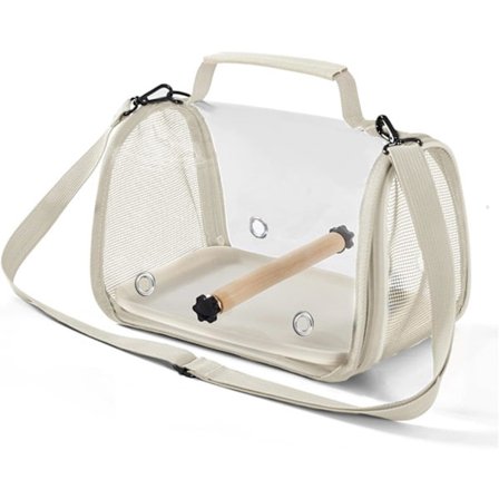 Fuglebæreveske Ryggsekk Fugleveske Panoramautsikt Pustende Sammenleggbar med Abbor Uttakbart Brett for Peon Liten Sol Tigerhud Munk Hvit