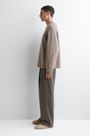 COS Men's Oversized Alpaca-Blend Crew-Neck Jumper in Brown