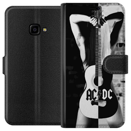 Kompatibelt Plånboksfodral till Samsung Samsung Galaxy Xcover 4 ACDC Gitarrtjej motiv med svartvit rockdesign kvinna med gitarr för musik och rockä