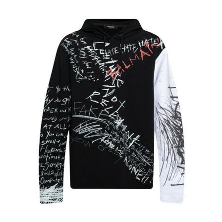 Balmain Printed hoodie Sort, Herre