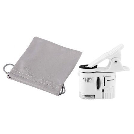 9595w 60x suurennuslasi LED UV-valo Mini-matkapuhelinklipsi Mikroskooppi