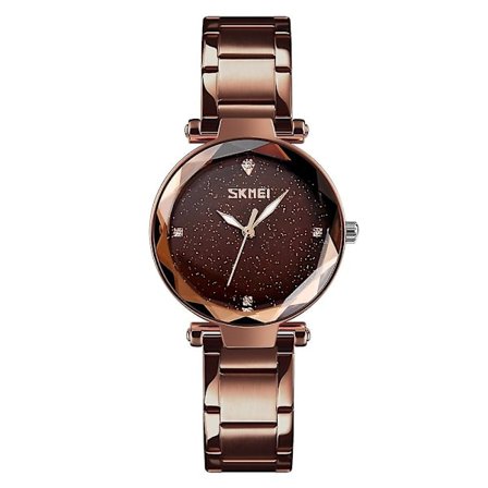 Skmei 9180 Starry Sky Dial Quartz Watch For Ladies Coffee Gold