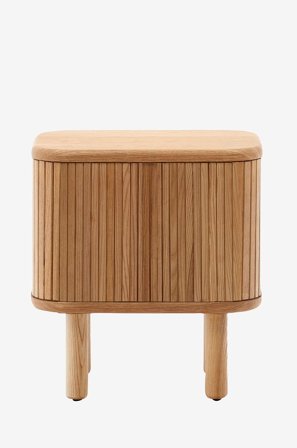 Kave Home - Mailen nattbord i askfinér med naturfarget overflate 50 x 55 cm - Brun - Nattbord - Fra Homeroom