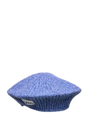Structured Rib Beret Accessories Headwear Beanies Blå Ganni