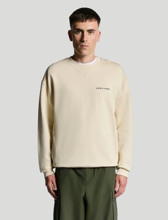 Lyle & Scott Script Brushback Crew Neck Sweatshirt - Cream - L