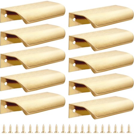 10 stk. Guldkøkkenskabshåndtag – 80 mm håndtag til skabe og skuffer, moderne aluminiumsbørstede messinghåndtag