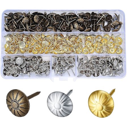 Paket med 450 Klädselsspikar, Dekorativa Möbelnålar, Prydnadsnålar, Stift för Soffa, Stol, Säng, Antik - 11 X 17 Mm/brons, Guld,