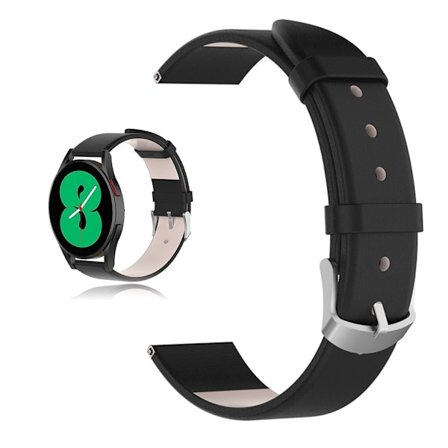 20 mm urrem i ægte læder til Samsung-ur - Sort