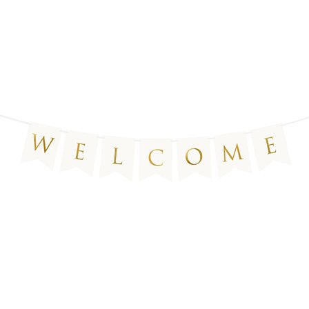 Banner Bryllup "Welcome" Hvid 95 cm