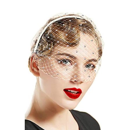1920-talets moderna glamour mesh pannband bröllop bröllop tebjudning glamour slöja för kvinnor