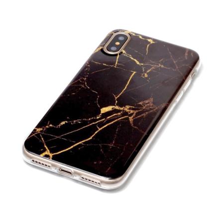Iphone X/xs - Marmor Skal / Mobilskal (svart/gul) Multifärg