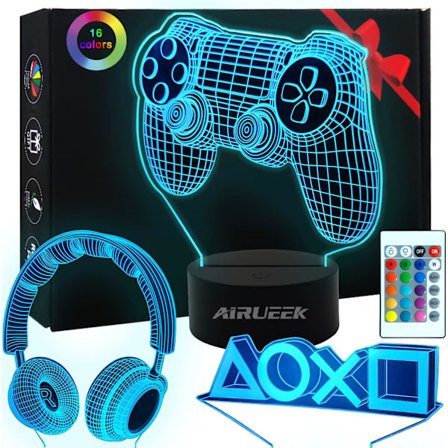 3D Illusionslampa Spelrum Dekoration Nattlampa med 16 Färgväxlande Dimbar med Fjärrkontroll & Smart Touch Lampor (3 Mönster) Coola Gamer Presenter