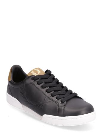 B721 Leather/Branded Lave Sneakers Svart Fred Perry*Betinget Tilbud