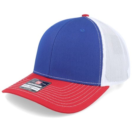 Richardson - Blå trucker Caps - 112 Tri Royal/White/Red Trucker @ Hatstore