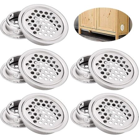 Ventilasjonsrist 10 stk Rustfritt Stål Luftventilrist Hull Rustfritt Stål Rund Luftventilrist For Kjøkken Møbler Ventilasjonsutløp-4