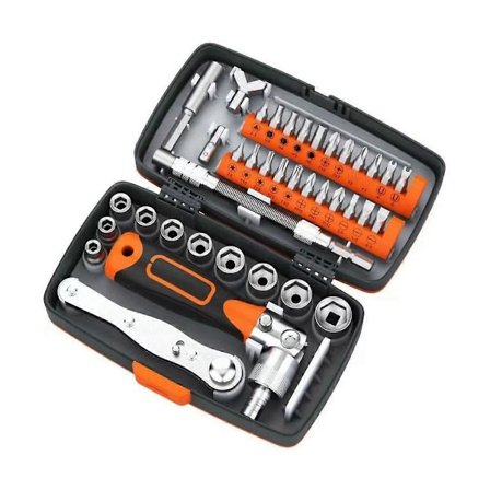 38-i-1 Skralle Skrutrekker Fastnøkkel Sett Hjemmemaskin Reparasjon Knapp Multi-Retningsbestemt