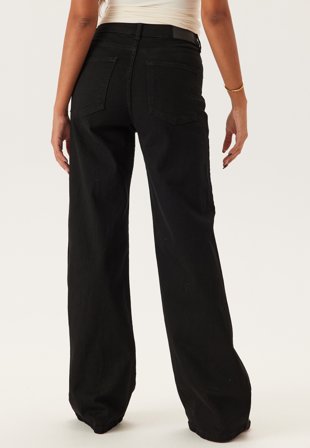 Bubbleroom - High Wide Jeans - Black - Kläder