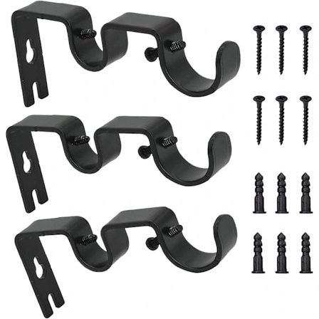 3 st gardinstångsbeslag, justerbart stångväggfäste, dubbel Cu[CO]