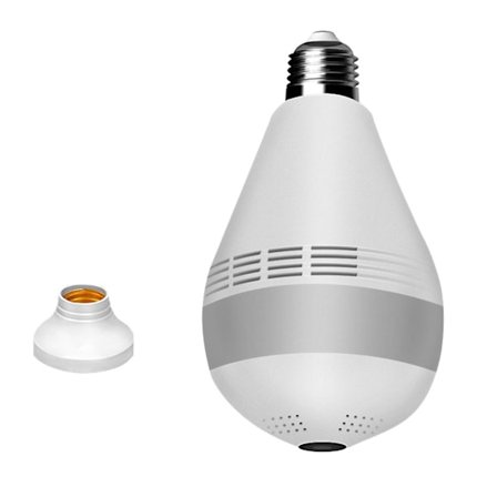 Kamera-lampa Husdjursmonitor Webbkamera Wifi Vit Full HD Baby 360 Panoramatisk Säkerhet Hemövervakning