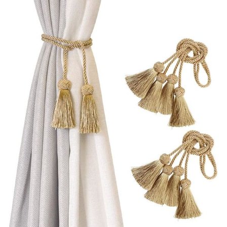 4-pakks gardin håndlagde tilbaketrekninger dekorative gardinholdere med dusk (