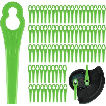 100 stk. udskiftningsplastblade, plastplæneklipperblade, kantklinge til have- og plæneklippertilbehør (grøn)