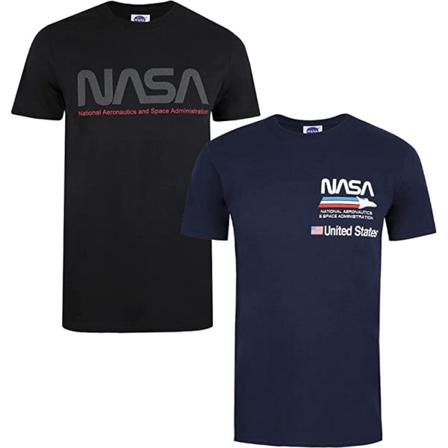 Nasa Logotyp T-shirt För Män (2-pack) Xxl Svart/blå