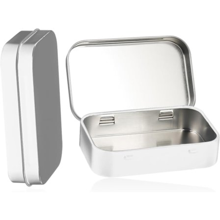 Rektangulär metall tom gångjärnsburk, 3 st mini bärbar låda liten förvaringslåda pärlor och smycken små föremål, sortering