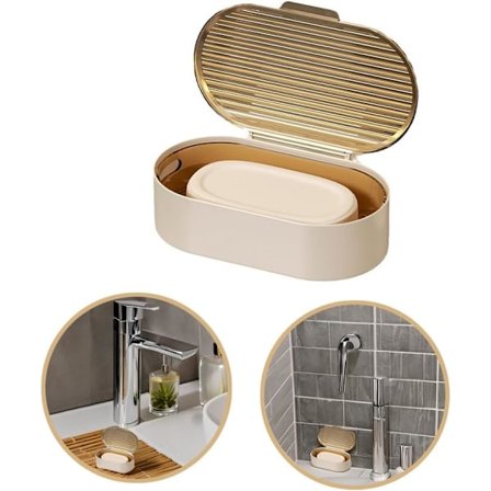 Sæbeæske, dobbeltlags sæbeskål med låg, bærbar rejsesæbe, vandtæt og forseglet sæbeholder til hjemmet, badeværelset, vandreture, rejser, camping (