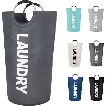 Tvättpåse med vadderade handtag, vattentät tvättkorg hopfällbar, tvättkorg för badrum, tvättstuga, högskola