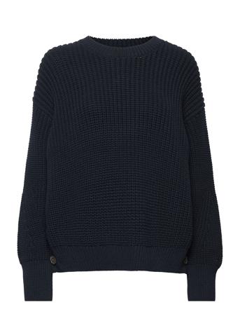 Org Cotton Button C-Nk Sweater Pullover Svart Tommy Hilfiger