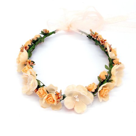 Kunstig blomsterkrans med bånd Håndlaget blomsterkrans pannebånd Blomsterkrans hår
