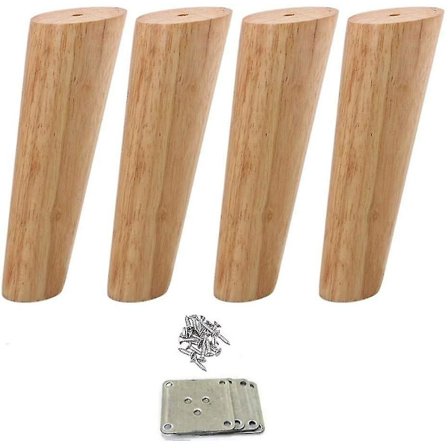 4 stk. Møbelføtter i tre, koniske sofaben, møbelben i massivt tre 12 cm