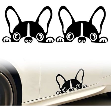 2 stk. Hunde Dekorativt Klistermærke, Bil Udvendig Dekoration, Bulldog Mønster til Bil, Køleskab, Laptop, Motorcykel