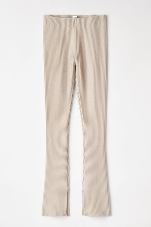 Soft Goat - Ribbed Leggings - Women cashmere pants - S - Wheat