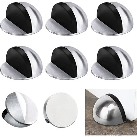 Paket med 6 dörrstoppar i rostfritt stål, självhäftande, tunga. Dörrstopp